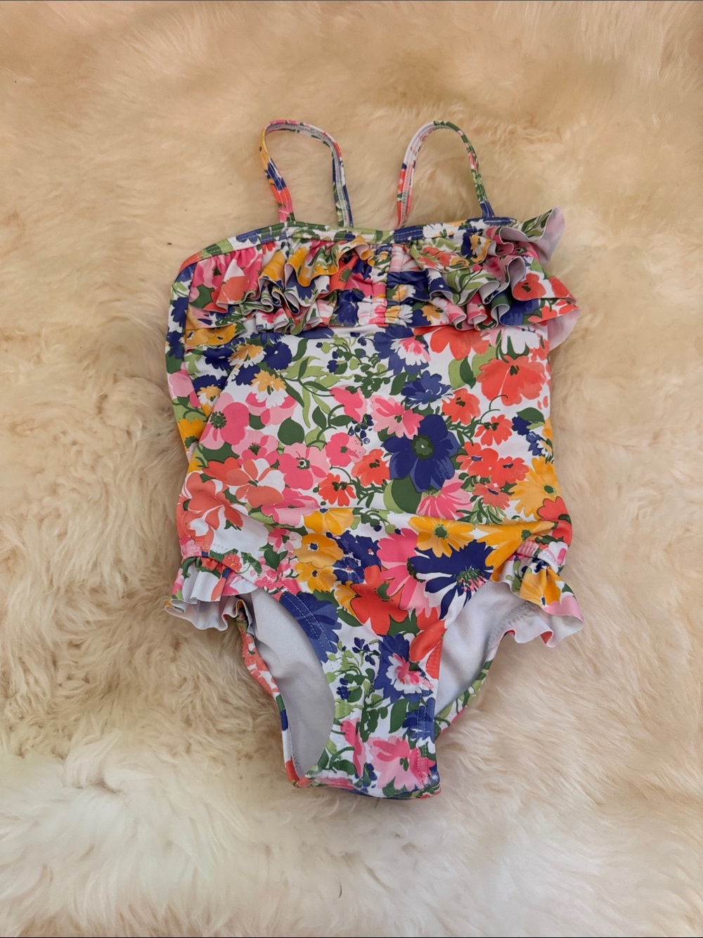 Girls' Floral Ruffle One-Piece Swimsuit - Multicolor